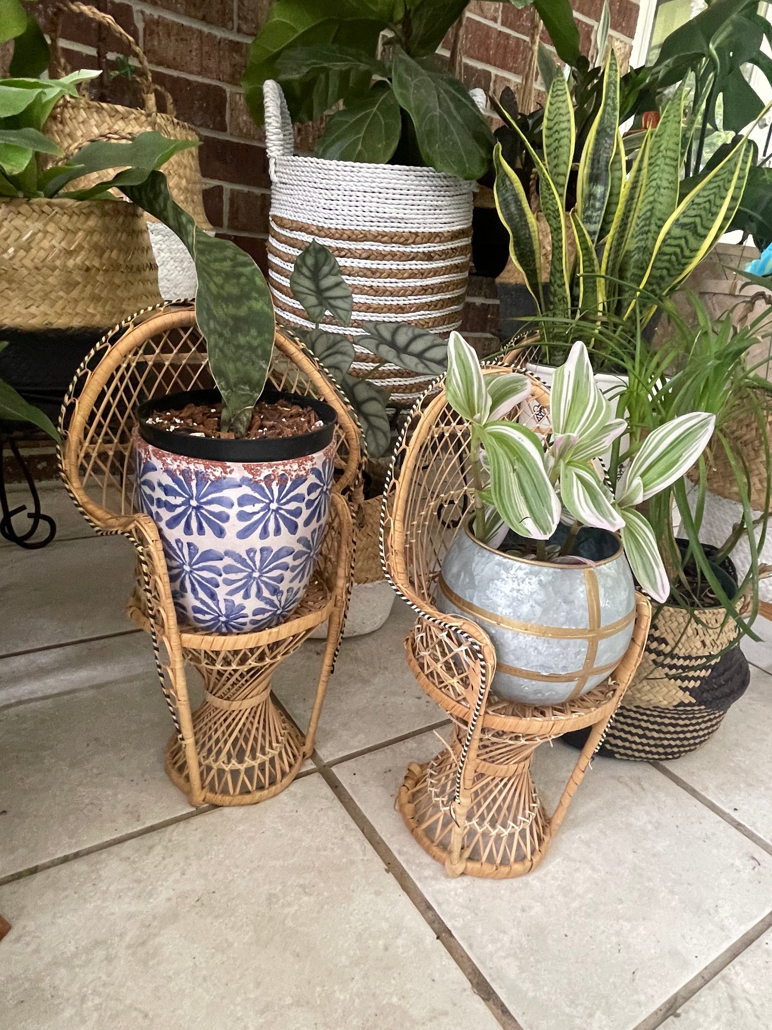 Peacock Chair Planter Stands